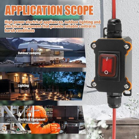 تيار مستمر 12 فولت - 24 فولت مفتاح مضمن مقاوم للماء IP65 DPST ثنائي الجانب 10AWG مفاتيح الأسلاك 25A مفتاح الطاقة المضمن للدراجات النارية والسيارات والأجهزة الكهربائية الخارجية وتشغيل/إيقاف التشغيل in Kuwait