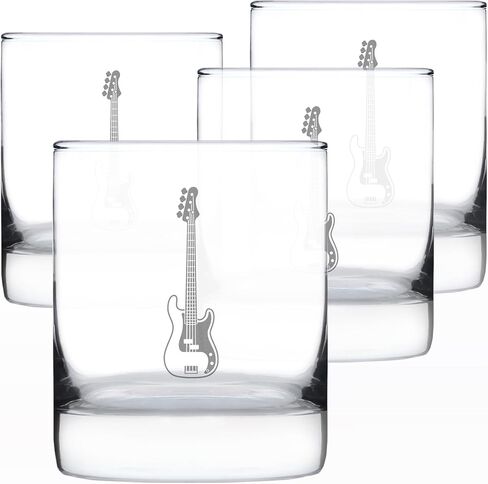 Electric Bass Rocks Glass - Music Gifts for Bass Players, Teachers and Musical Accessories for Musicians that Play Bass Guitar - 10.25 Oz Glasses in Saudi Arabia