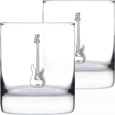 Electric Bass Rocks Glass - Music Gifts for Bass Players, Teachers and Musical Accessories for Musicians that Play Bass Guitar - 10.25 Oz Glasses in Saudi Arabia