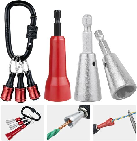 6 قطع أداة تويستر سلكية للحفر مع سلسلة مفاتيح حامل لقم، أداة تويست سلكية للحفر مع ساق سداسية 1/4 بوصة - أدوات كهربائية احترافية للف موصل سلك 9-22 AWG in Kuwait