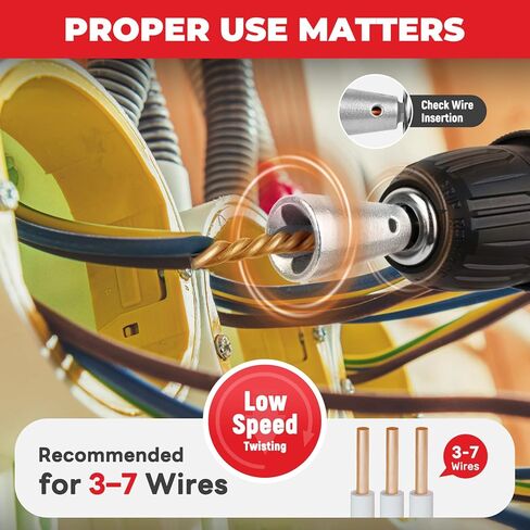 6 قطع أداة تويستر سلكية للحفر مع سلسلة مفاتيح حامل لقم، أداة تويست سلكية للحفر مع ساق سداسية 1/4 بوصة - أدوات كهربائية احترافية للف موصل سلك 9-22 AWG in Kuwait