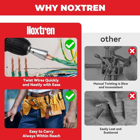 6 قطع أداة تويستر سلكية للحفر مع سلسلة مفاتيح حامل لقم، أداة تويست سلكية للحفر مع ساق سداسية 1/4 بوصة - أدوات كهربائية احترافية للف موصل سلك 9-22 AWG in Kuwait