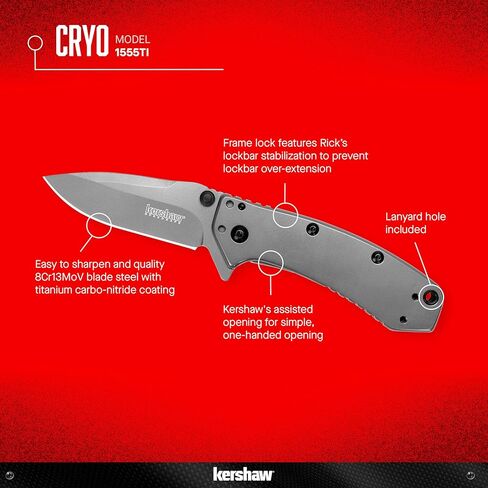 Kershaw Cryo Pocket Knife, EDC Knife with Speedsafe Assisted Opening, 2.75 Inch Stainless Steel Blade, Multiple Styles in Saudi Arabia