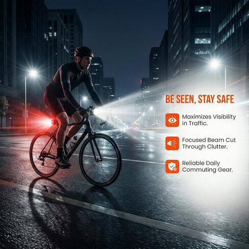 Bike Lights, Rechargeable Bicycle Lights Set Super Bright, IPX6 Waterproof Bike Lights for Night Riding/Cycling Safety, Front and Back Taillight Reflectors, 60 Hrs Long Battery Life in Kuwait