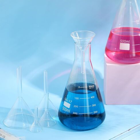 NUOBESTY 5 قطع من أقماع المختبر الزجاجية على شكل مثلث مع جذع طويل، مجموعة مسارات ترشيح البورسليكات المقاومة للحرارة (30/40/50/60/75 مم) للتعبئة العلمية ونقل السوائل in Saudi Arabia