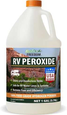 بيروكسيد الهيدروجين من Nature's Freedom RV، ينظف ويزيل الروائح الكريهة من خزانات RV الطازجة والرمادية والأسود، آمن لخطوط المياه والسباكة، ونقاء من الدرجة الغذائية، وقوة مركزة، 1 جالون in Kuwait