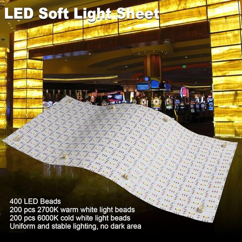 لوحة إضاءة LED مرنة 20 حزمة 40 وات 400 مصباح LED أبيض دافئ أبيض بارد قابل للتعديل رفيع قابل للقص 245 × 500 مم in Saudi Arabia