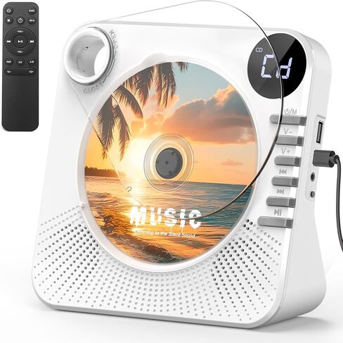 CD Player with HiFi Dual Speaker Portable Bluetooth,Desktop CD Player for Home Black with Remote Control,Dust Cover,LCD Display,Sleep Timer,EQ Sound,USB/AUX/3.5mm Earphone Jack for Home,Kids,Gift in Saudi Arabia