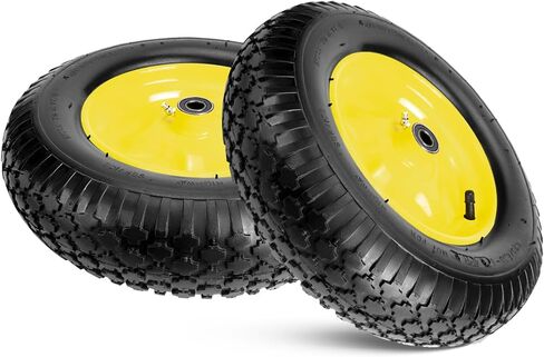Taifa 2 PCS 16" Pneumatic Rubber Replacement Tires and 4.80/4.00-8" Wheels with 5/8" Bearings, Inflated Air Wheel for Garden Cart/Hand Truck/Trailers/Dolly/Wheelbarrow/Wagon/Trolley etc. in Kuwait