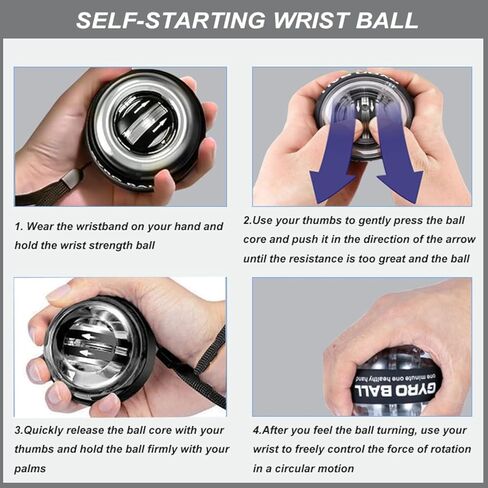 2026 New Curaball Torque Ball, Curaball Hand Exerciser, Gyro Ball with LED Lights and Portable Case, Hand Gripper Strengthener, Grip Strength Trainer for Strengthen Arms,Bones and Muscles in Kuwait