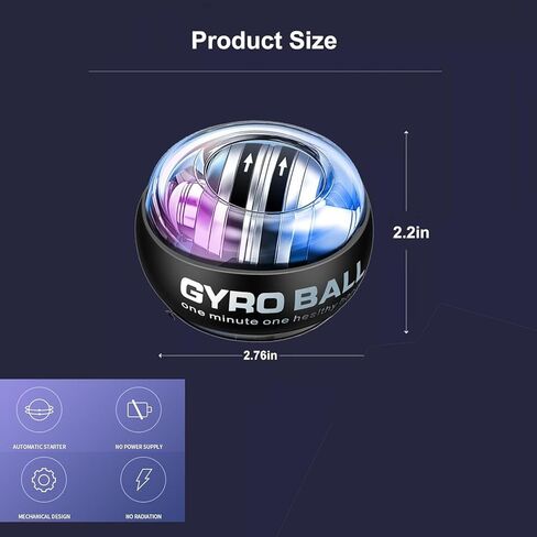 2026 New Curaball Torque Ball, Curaball Hand Exerciser, Gyro Ball with LED Lights and Portable Case, Hand Gripper Strengthener, Grip Strength Trainer for Strengthen Arms,Bones and Muscles in Kuwait