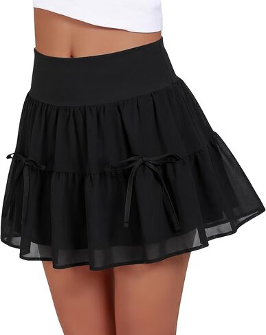 Stelle Women's High Waist Athletic Skorts Flowy Mini Cake Skirt Casual Skorts with Shorts Pocket in Saudi Arabia