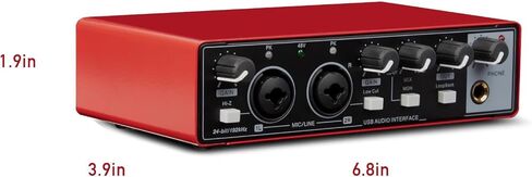 واجهة صوت USB، واجهة لتسجيل الموسيقى، معدات استوديو USB2.0 لأجهزة Mac/PC، مدخل XLR، 24 بت/192 كيلو هرتز، التوصيل والتشغيل، طاقة فانتوم 48 فولت، أحمر in Saudi Arabia