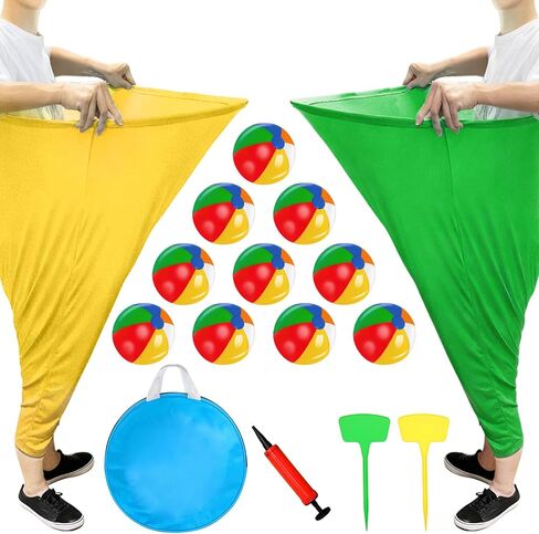 Granny Pants Yard Game, Granny Pants Outdoor Party Game with 2 Pants 10 Bouncy Balls, 2 Ground Stakes and 1 Storage Bag for Team Relay, Family Birthday Party Gift, School Carnival Activities in Saudi Arabia