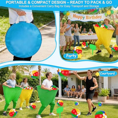 Granny Pants Yard Game, Granny Pants Outdoor Party Game with 2 Pants 10 Bouncy Balls, 2 Ground Stakes and 1 Storage Bag for Team Relay, Family Birthday Party Gift, School Carnival Activities in Saudi Arabia