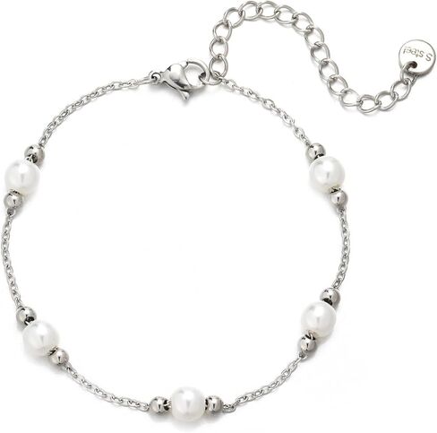 Gold Pearl Bracelets for Women Trendy 14k Gold Plated Dainty Pearl Beaded Bracelets Adjustable Chain Wedding Bridesmaid Bracelet Gold Jewelry Women Gifts Her in Kuwait