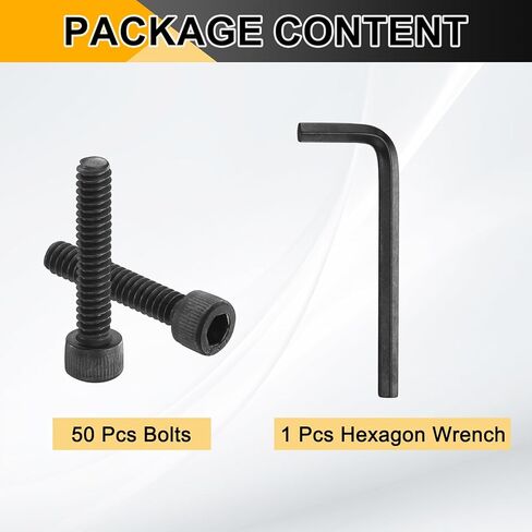 PATIKIL 3/16"-24 x 1 Socket Head Cap Screws Bolts, 50Pcs Carbon Steel Hex Head Metric Screws for Door Road Bicycle Mountain Bike Auto Ship Communication Equipment, Black in Saudi Arabia