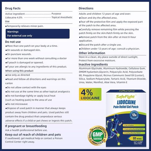 4% Lidocaine Pain Relief Patches 32 Count – Maximum OTC Strength, Fast-Acting Targeted Relief, for Back, Neck, Shoulder, Joint & Muscle Pain in Kuwait