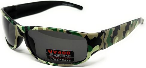 Kids Camouflage Wrap Around Sunglasses with UV400 Protection, Sport Style for Boys and Girls Age 3-9, Durable Outdoor Shades in Saudi Arabia