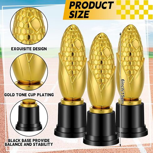 VioraWhite 6 Pcs 3 Inches Award Corn Hole Fusion Medal with Ribbons Gold Silver Bronze 3 Colors and 3 Cream of The Crop Funny Trophy Award Corn Trophies 6 Inches 1st 2nd 3rd Place Winner Prizes in Saudi Arabia