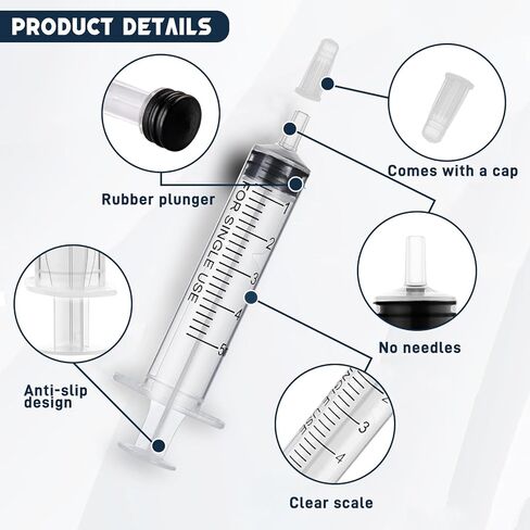 20 Pack 3ml Syringe with Cap for Liquid, 3cc Plastic Small Syringes Without Needle for Scientific Labs, Measurement, Dispensing, Pet Feeding in Saudi Arabia