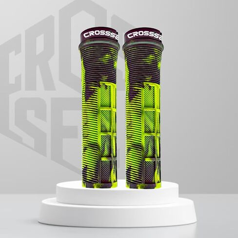 مقابض مقود الدراجة بلونين أصفر فلورسنت - مقابض دراجة بقفل واحد لدراجات MTB، والدراجات الجبلية، والانحدار، وBMX - ملحقات قبضة يد مطاطية مريحة غير قابلة للانزلاق in Kuwait