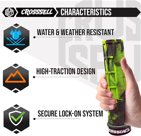 مقابض مقود الدراجة بلونين أصفر فلورسنت - مقابض دراجة بقفل واحد لدراجات MTB، والدراجات الجبلية، والانحدار، وBMX - ملحقات قبضة يد مطاطية مريحة غير قابلة للانزلاق in Kuwait