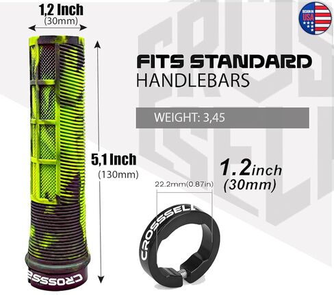 مقابض مقود الدراجة بلونين أصفر فلورسنت - مقابض دراجة بقفل واحد لدراجات MTB، والدراجات الجبلية، والانحدار، وBMX - ملحقات قبضة يد مطاطية مريحة غير قابلة للانزلاق in Kuwait