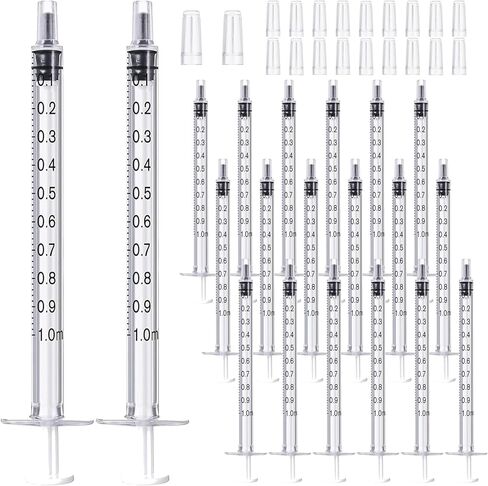 20 Pack 3ml Syringe with Cap for Liquid, 3cc Plastic Small Syringes Without Needle for Scientific Labs, Measurement, Dispensing, Pet Feeding in Saudi Arabia
