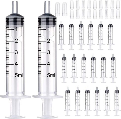 20 Pack 3ml Syringe with Cap for Liquid, 3cc Plastic Small Syringes Without Needle for Scientific Labs, Measurement, Dispensing, Pet Feeding in Saudi Arabia