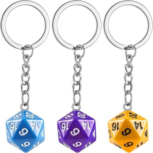 3Pcs Dice Keychain for Women Men Funny Resin D20 Polyhedral Dice Key Chain Dice Keyring Holder for Handbag Backpack in Saudi Arabia