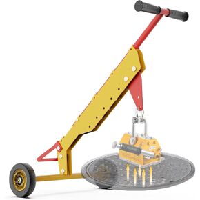 Manhole Cover Lifter, Manhole Lid Lifter Dolly with 2 Wheels, Adjustable Handle, for Lifting Mancole Covers, Septic Tanks, Sewer Lids and Storm Drains, Magnet Not Included in Kuwait