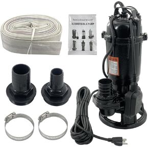 Submersible Sewage Grinder Sump Pump, 2HP 110V 1500W, 6498 GPH Cast Iron Sump Pump with Automatic Float Switch, 2'' NPT Discharge, 66ft Hose for Basement Sump Basin & Sewage Pit in Kuwait