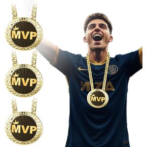 3 قطع ميداليات جوائز سلسلة لـ MVP 6 بوصة قلادة عملاقة مطلية بالذهب ميداليات بطل كبيرة هدايا مضحكة لكرة السلة وكرة القدم وكرة القدم والبيسبول والكرة الطائرة وجائزة اللاعبين الرياضيين in Kuwait