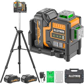 Alloyman Max 20V Laser Level with Tripod, 3x360° Self-Leveling Laser level, 3D Lazer Leveler Tool for Construction, Picture Hanging with Strong Magnetic Bracket & Hard Carry Case in Kuwait