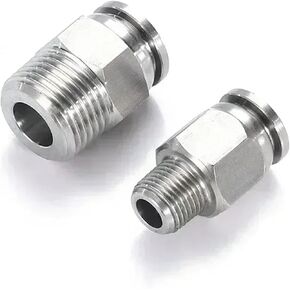 304 الفولاذ المقاوم للصدأ تركيبات الهواء اقتران سريع 4/6/8/10/12 مللي متر ذكر الموضوع M5 1/8 1/4 1/2 دفع في خرطوم موصلات هوائية 1 قطعة (6-02) in Kuwait