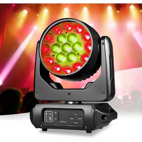 MINEJIE 19x15W ضوء مسرح متحرك، RGBW 4 في 1 LED تأثير ستروب لشعاع التكبير، صوت DMX نشط، 540 درجة عموم 270 درجة إمالة، إضاءة DJ احترافية لشريط حفلات الزفاف في النادي (Luces para) (1 حزمة = 2 قطعة) in Kuwait