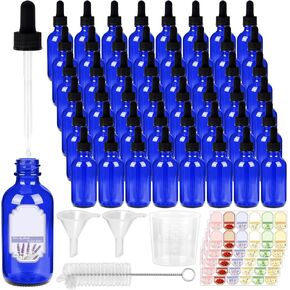 STAERSIDE 48-Pack 1 oz Clear Glass Dropper Bottles, Leakproof & Durable for Essential Oils & Craft Use, Complete Kit with Funnel, Brush, Labels, Extra Droppers & Measuring Cup in Kuwait