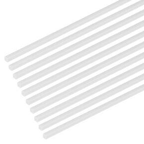 M METERXITY 10-Pack Square Plastic Bars Rods, 3mm x 250mm ABS Smooth Plastic Tube Rod for DIY Craft Sticks/Sand Table Model/Scene Making, Easy to Cut and Paint[White] in Kuwait