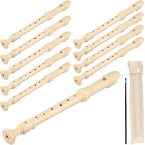 HAKZEON 10 PCS Soprano Recorder Instrument for Beginners, Detachable Baroque Style 8 Hole Flute C Key with Cleaning Rod and Fingering Chart, ABS Descant Recorders in Kuwait