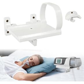 مجموعة أرفف تثبيت على الحائط Cpap مطورة، مجموعة أرفف تثبيت على الحائط Cpap لـ AirSense 11 مع شماعة خرطوم Cpap وخطاف قناع، توفر المساحة، وتوفر المساحة، وتجنب تشابك الخرطوم (أبيض) in Kuwait