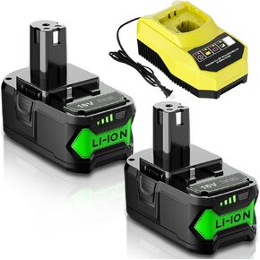ترقية 2 حزمة 8.0Ah استبدال بطارية ليثيوم Ryobi 18V مع شاحن P117 متوافق مع Ryobi ONE + Plus P102 P103 P104 P105 P107 P108 P109 أدوات لاسلكية in Kuwait