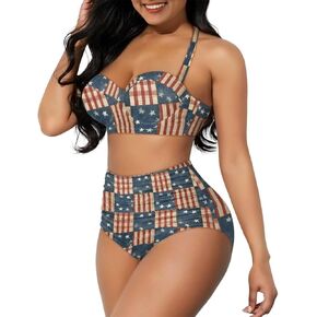 High Waisted Bikinis Set for Women Two Piece Swimsuits V Neck Bathing Suit Tummy Control Beachwear Swimwear in Kuwait