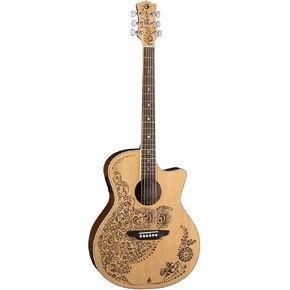 لونا حنة واحة سيليكت جيتار صوتي/كهربائي من خشب الصنوبر، طبيعي ذو مسام مفتوح in Kuwait