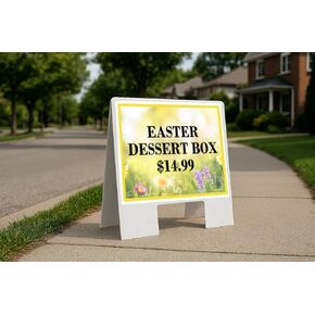 Easter Dessert Box $14.99 Spring Flowers Yellow Field Directional Arrows A-Frame Double Sided 23x23 in. sign in Kuwait