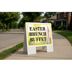 Easter Brunch Buffet Spring Flowers Yellow Field Up Arrows A-Frame Single Sided 23x23 in. sign in Kuwait