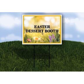 Easter Dessert Booth Spring Flowers Yellow Field Up Arrows A-Frame Single Sided 23x23 in. sign in Kuwait