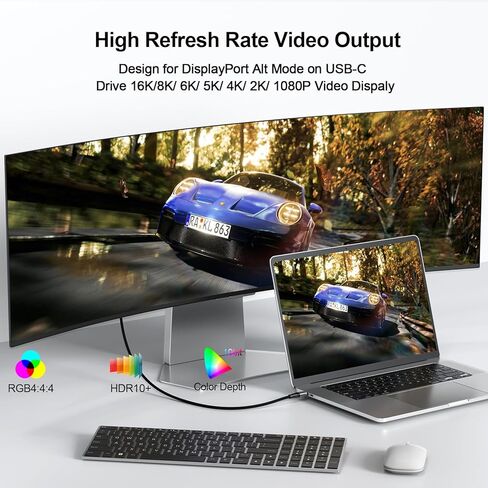 Thunderbolt 5 Cable 3ft, 80Gbps Data Transfer 16K Video Display 240W Charging for Thunderbolt 5/ M4 Pro Chip, MacBook Pro, Mac mini, Monitor, Z890, Dock, Externel SSD, eGPU in Kuwait