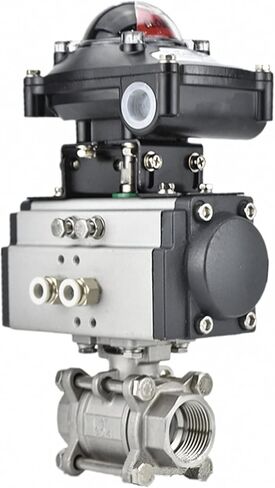 1 "ثلاث قطع صمام كروي هوائي عالي المنصة من الفولاذ المقاوم للصدأ 304 أسطوانة مزدوجة التمثيل مع مفتاح تعليقات الإشارة in Kuwait