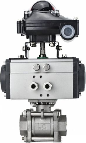 1 "ثلاث قطع صمام كروي هوائي عالي المنصة من الفولاذ المقاوم للصدأ 304 أسطوانة مزدوجة التمثيل مع مفتاح تعليقات الإشارة in Kuwait